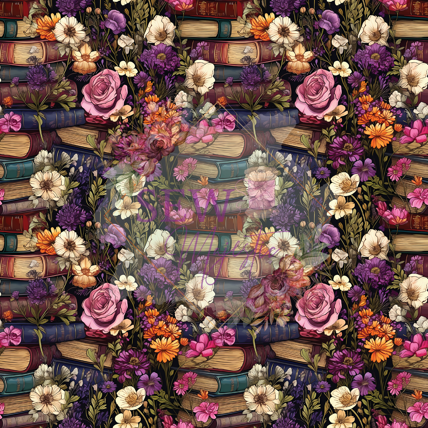 Purple Floral Book Water Resistant Canvas