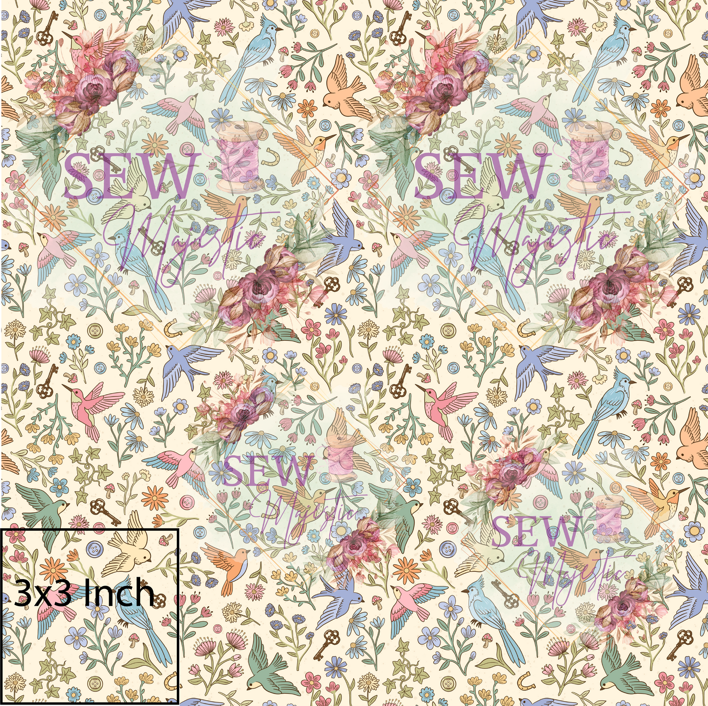 Pastel Birds Water Resistant Canvas