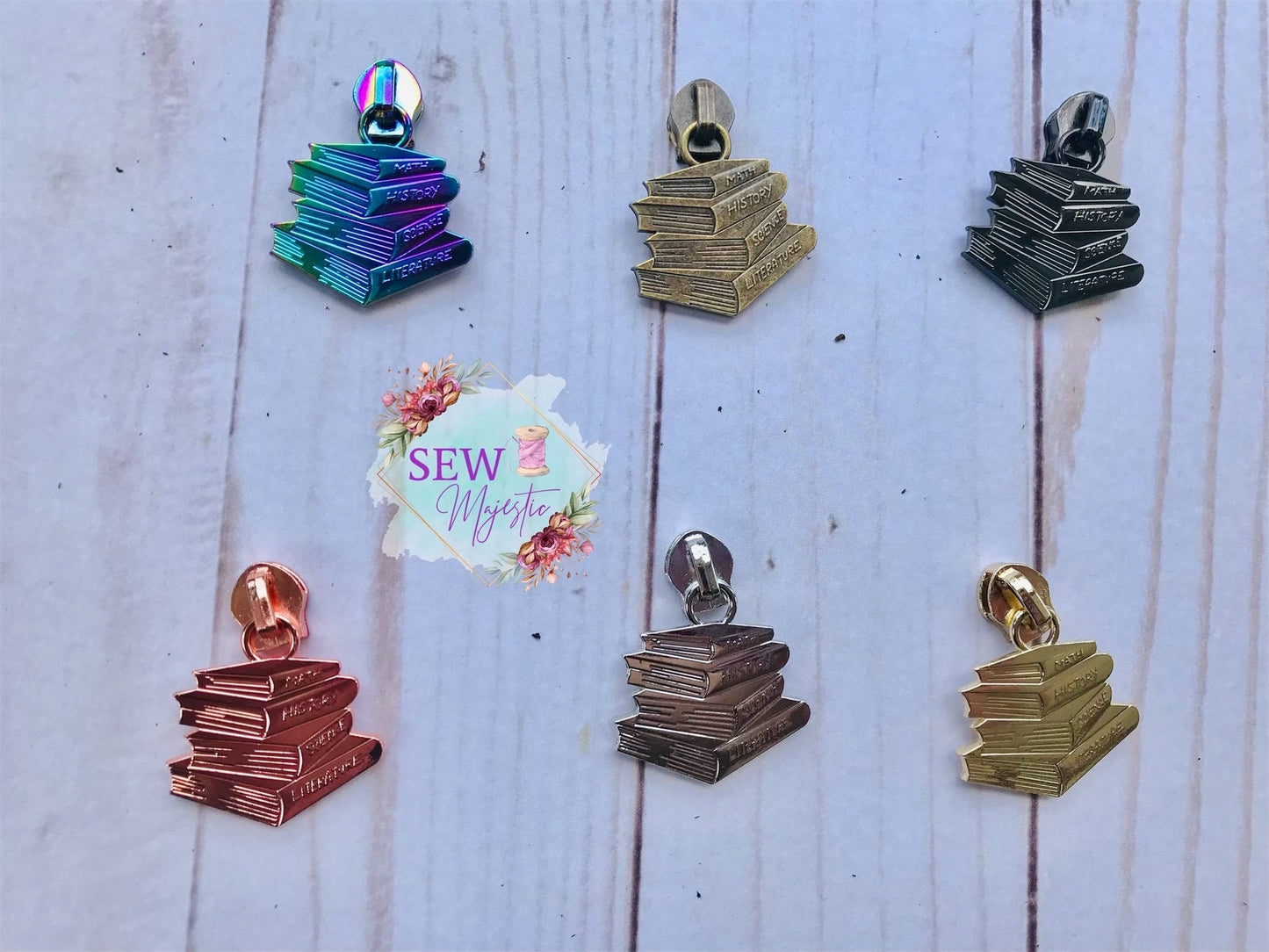 School Books Zipper Pull, Size #5 Zipper Pull, for Nylon Zipper Tape, Sew Majestic Exclusive Zipper Pull, Book Zipper, Textbook Zipper