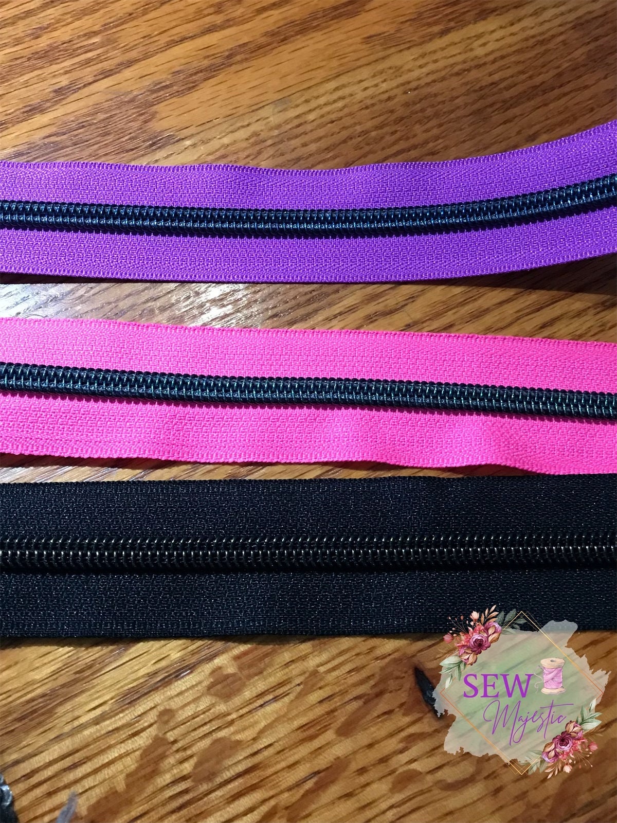 Majestic Tape, Size #5 Nylon Zipper Tape, Sew Majestic, For Bagmaking, Zippers, Nylon Zipper, Pink Zipper, Purple Zipper, Black Zipper