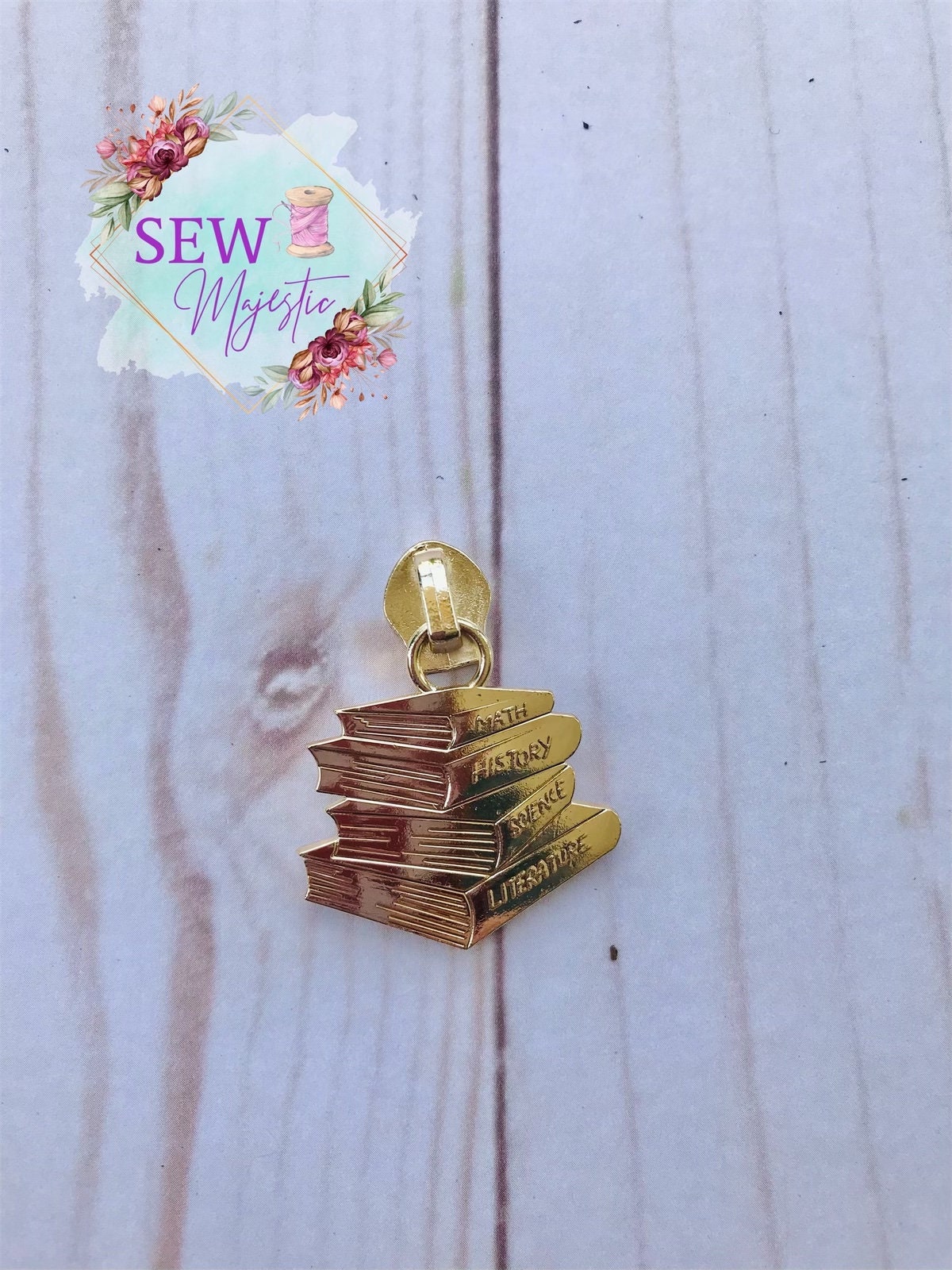 School Books Zipper Pull, Size #5 Zipper Pull, for Nylon Zipper Tape, Sew Majestic Exclusive Zipper Pull, Book Zipper, Textbook Zipper