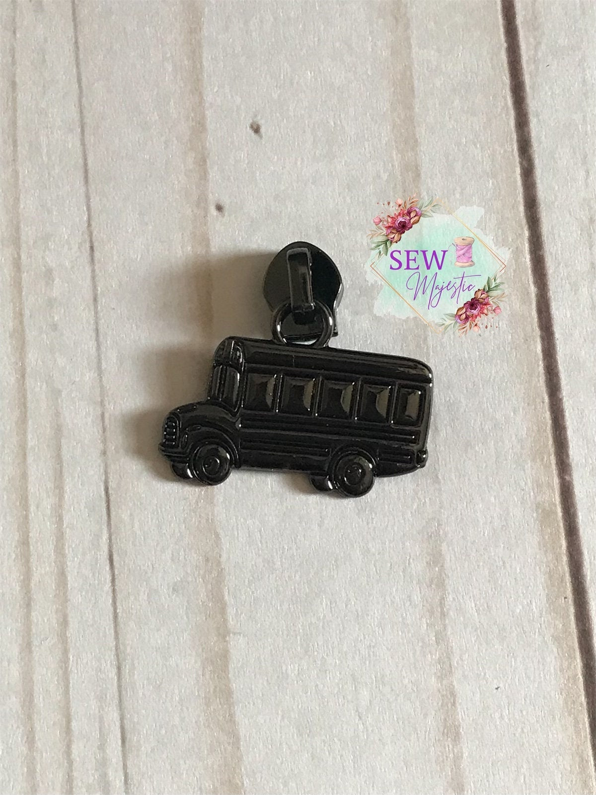 School Bus Zipper Pull, Size #5 Zipper Pull, Exclusive to Sew Majestic, Nylon Zipper Pull, School Zipper, Size 5 Zipper, Rainbow Zipper