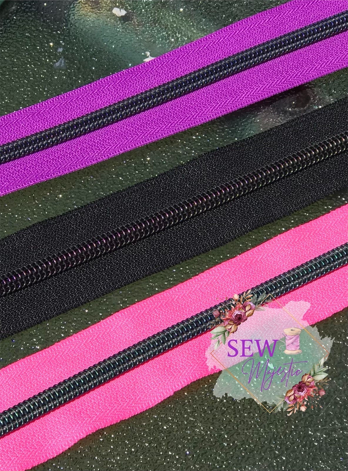 Majestic Tape, Size #5 Nylon Zipper Tape, Sew Majestic, For Bagmaking, Zippers, Nylon Zipper, Pink Zipper, Purple Zipper, Black Zipper