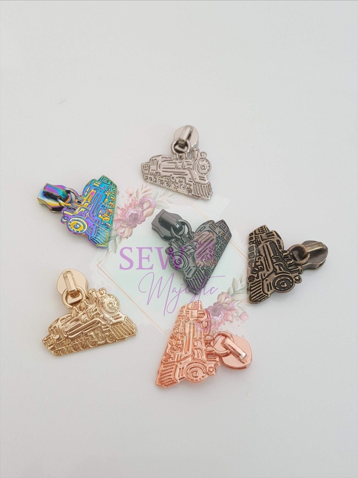 Train Zipper Pull, Size #5 Zipper Pull, Nylon Zipper Tape, Exclusive to Sew Majestic, Custom Zipper, Bagmaking Supply, Custom Zipper Pull