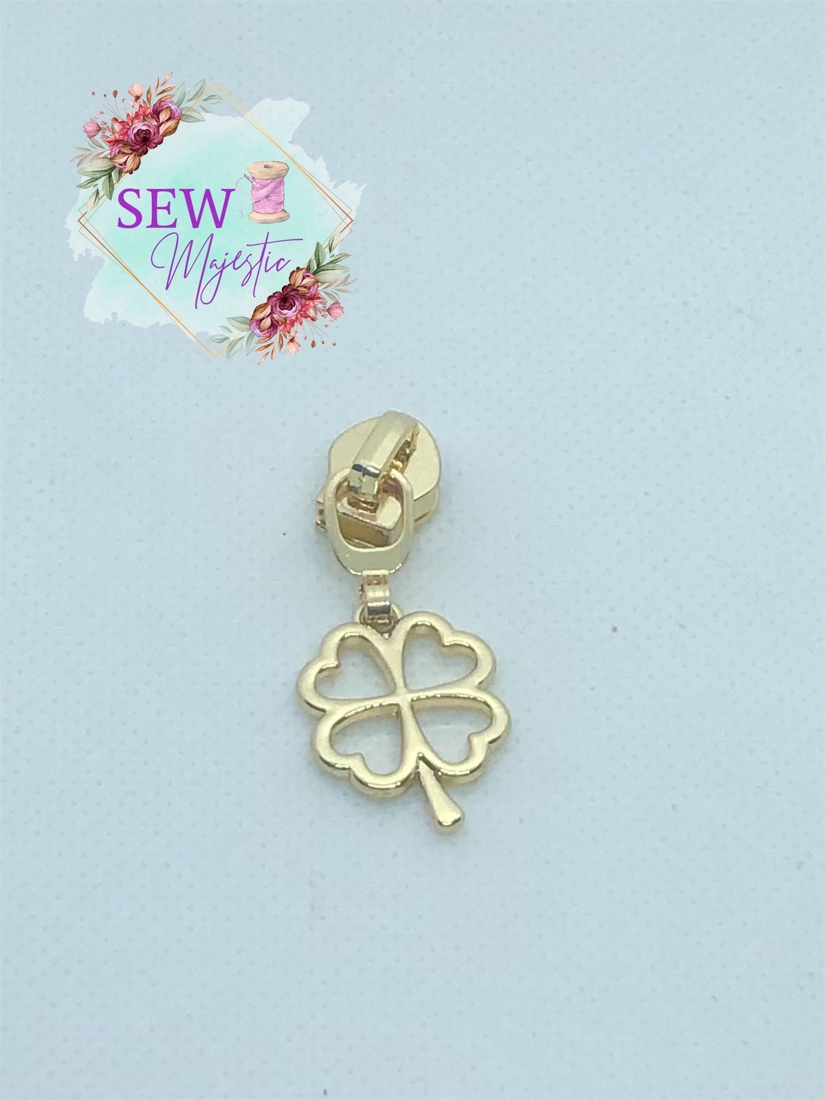 Shamrock Zipper Pull, Clover Zipper Pull, 4 Leaf Clover Zipper Pull, #5 Zipper Pull, Nylon Zipper Pull, Zipper tape, Green Pull, Gold Pull