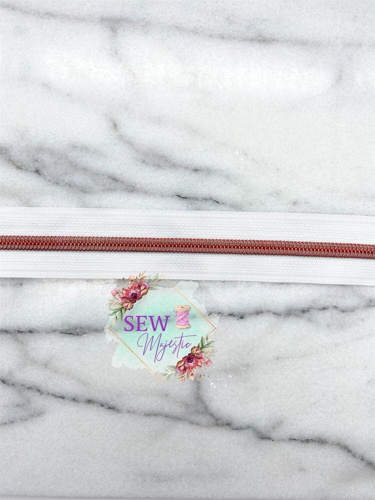 Black or White Size #5 Nylon Zipper Tape with Red Nylon Teeth, Black Zipper Tape, White Zippers, Red Zippers, #5 Zipper Tape, Nylon Zipper