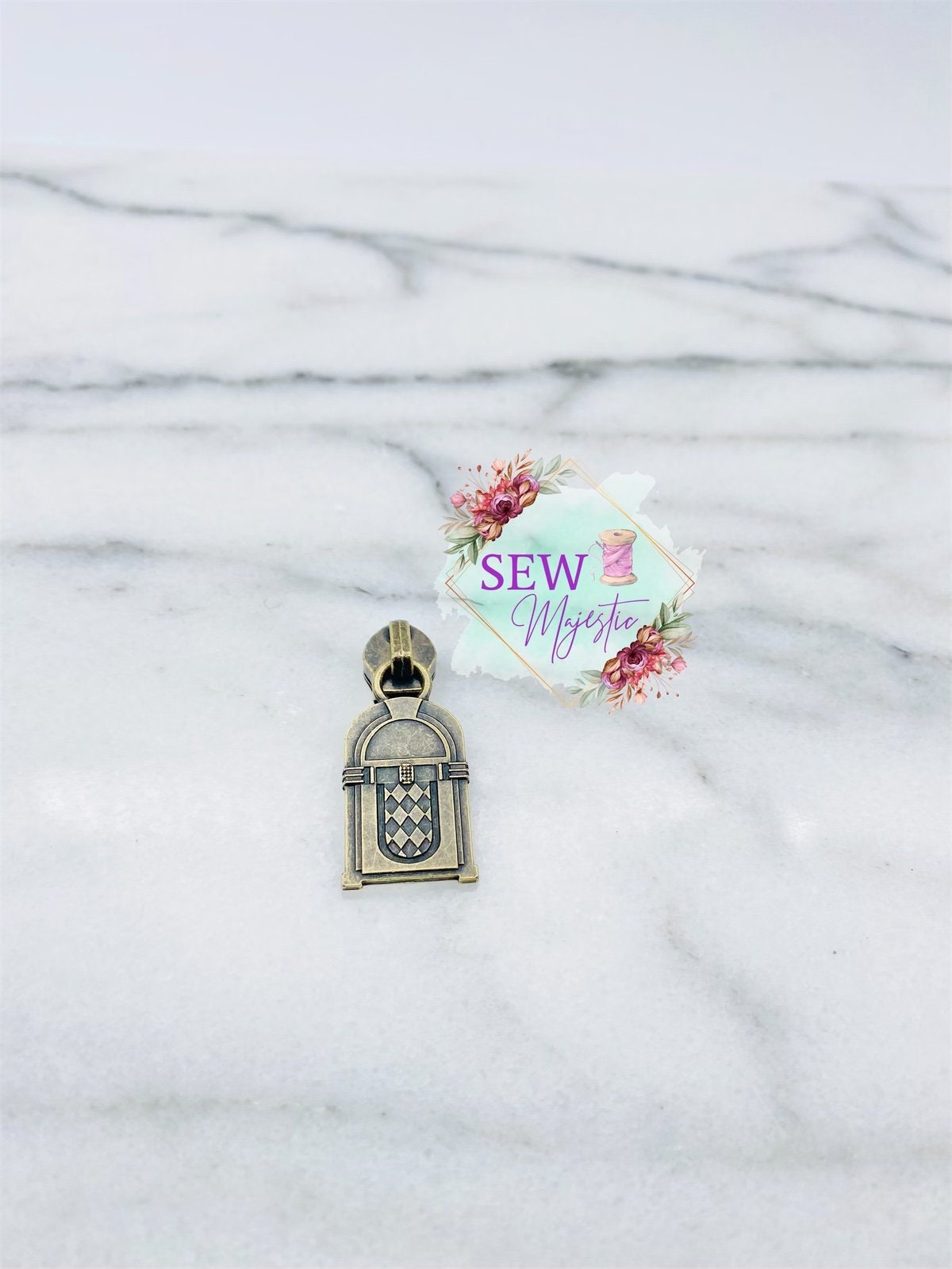 Jukebox Zipper Pull, Retro Zipper Pull, Size #5, Nylon Zipper Pull, For Nylon Zipper Tape, Exclusive to Sew Majestic, Bagmaking Supply