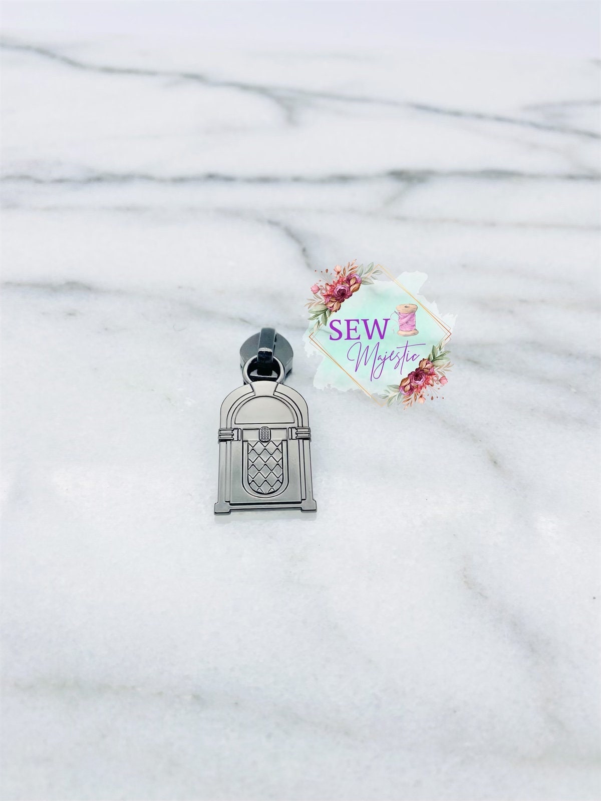 Jukebox Zipper Pull, Retro Zipper Pull, Size #5, Nylon Zipper Pull, For Nylon Zipper Tape, Exclusive to Sew Majestic, Bagmaking Supply
