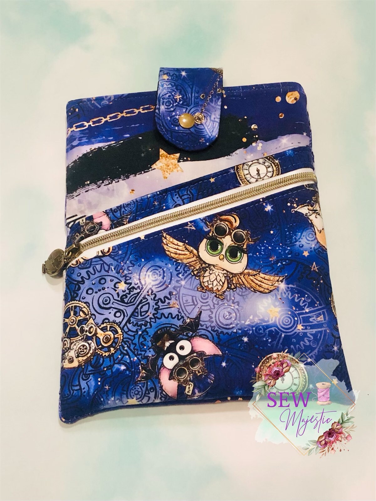 Book Sleeve with Zipper, Book Sleeve with pocket, Steampunk Book sleeve, Steampunk Animals Booksleeve, Birthday Gift, For Reader, Book Lover