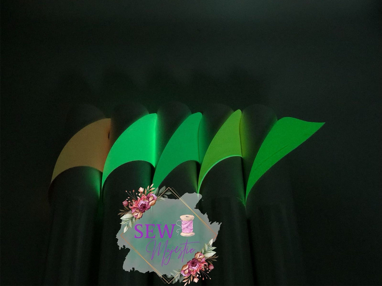 Glow In The Dark Vinyl, For Sewing, For Bagmaking, Vinyl Fabric, Custom Vinyl, GITD Vinyl, 18" Roll of Vinyl, Sew Majestic, Faux Leather