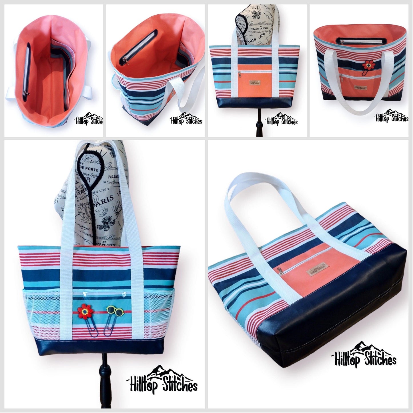 The Eileen Pool Tote Pattern, PDF Printable Pattern, Sewing Pattern, Beach Bag Pattern, For Sewists, For Bagmaking, PDF Sewing File.