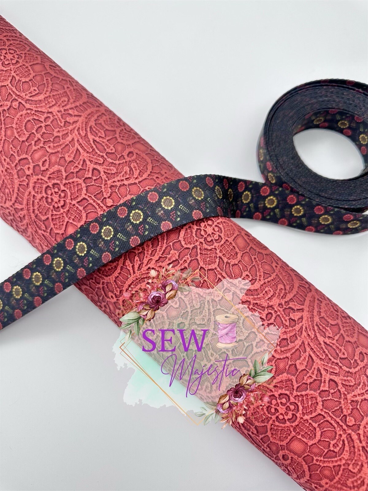 1" Sunflower 3 Yards, Seatbelt Webbing, For Bagmaking, For Straps, Sew Majestic, Flower Webbing, Fall Webbing, Sewing Notion