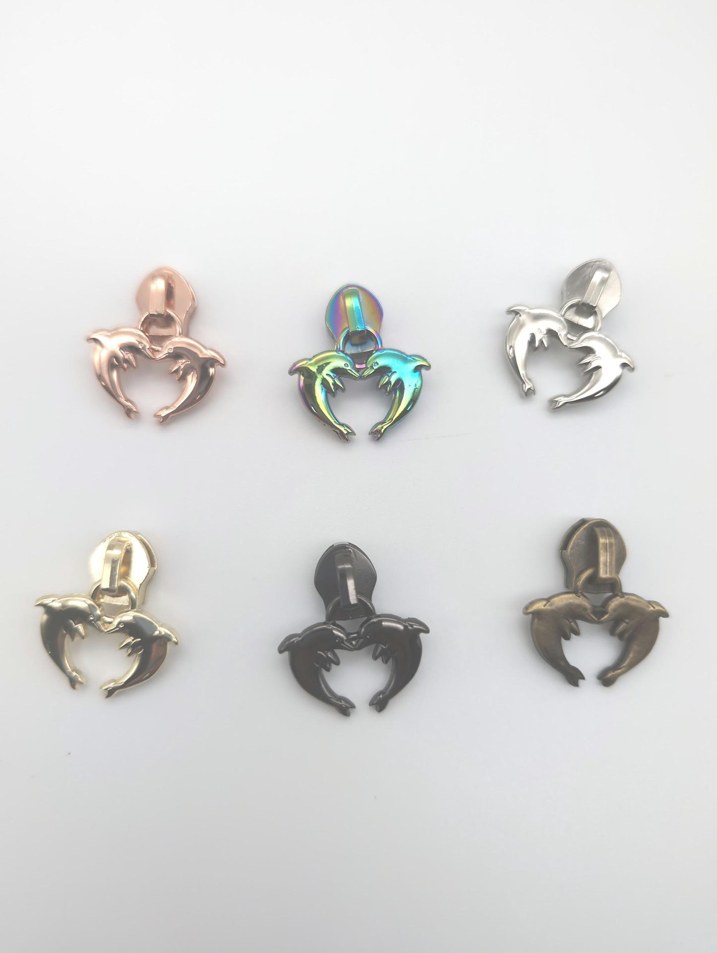 Dolphin Zipper Pull, Dolphin Heart Zipper Pull, Size #5 Zipper Pull, Pull for Nylon Zipper Tape, Zipper Pulls, Tropical Zipper Pull