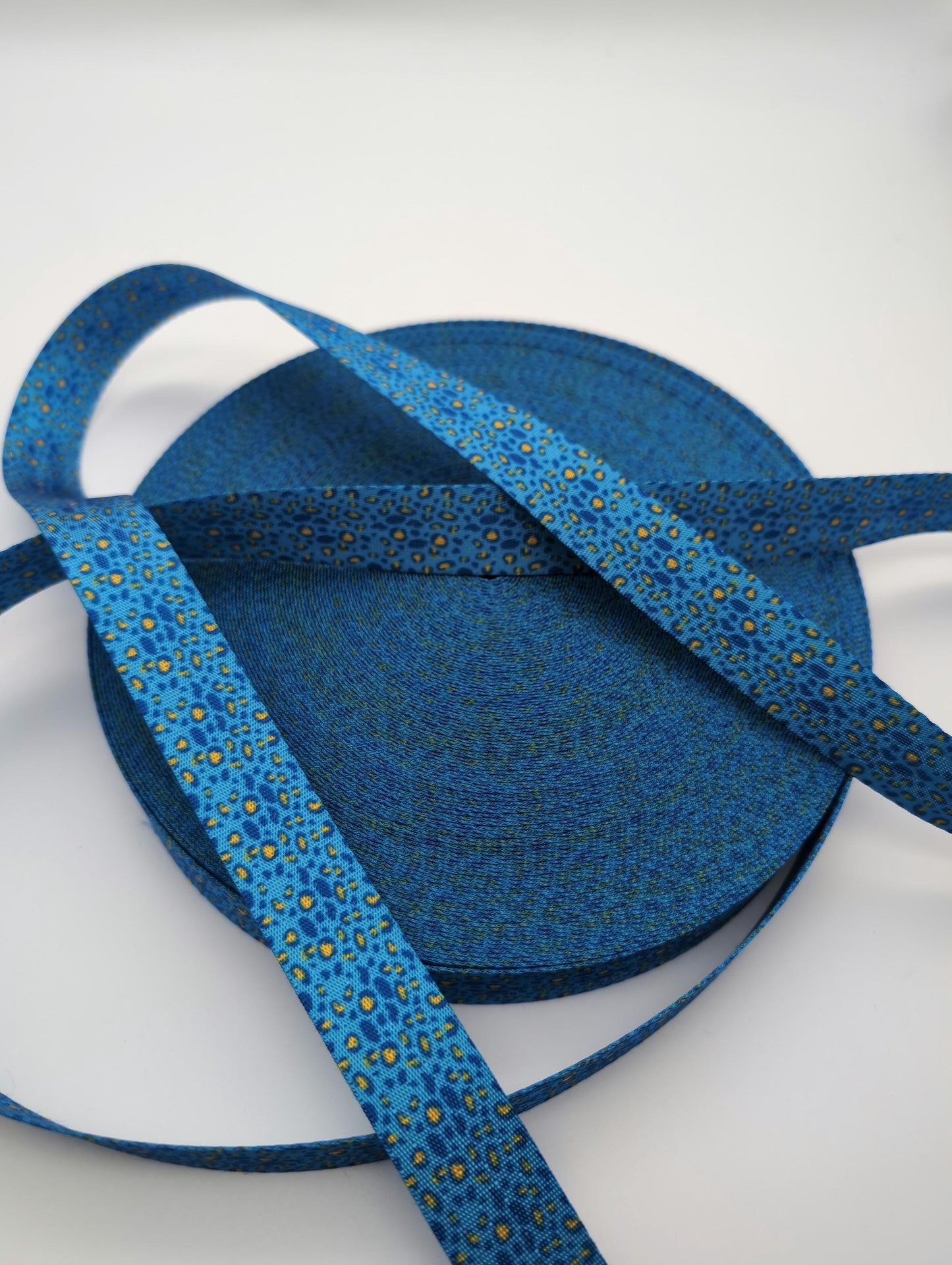 1" Blue with Yellow Leopard Webbing 3 Yards, Seatbelt Webbing, For Straps, For Bagmaking, Sewing Notion, Leopard Print, Animal Print