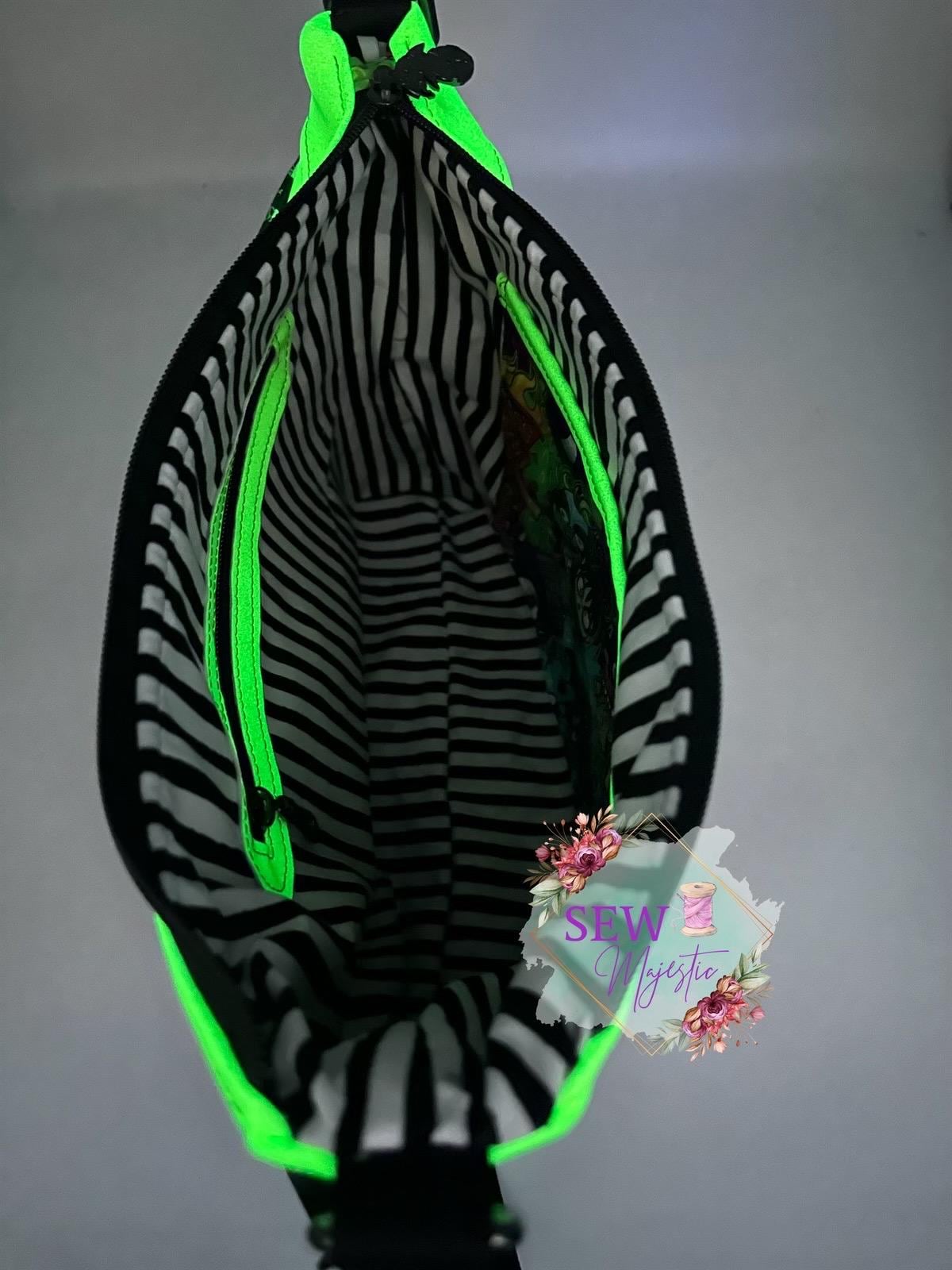 Horror Themed Crossbody Bag, Glow in the Dark, Spooky Custom Purse, Halloween Style, Ghost Purse, Handmade by Sew Majestic, Gothic Gift