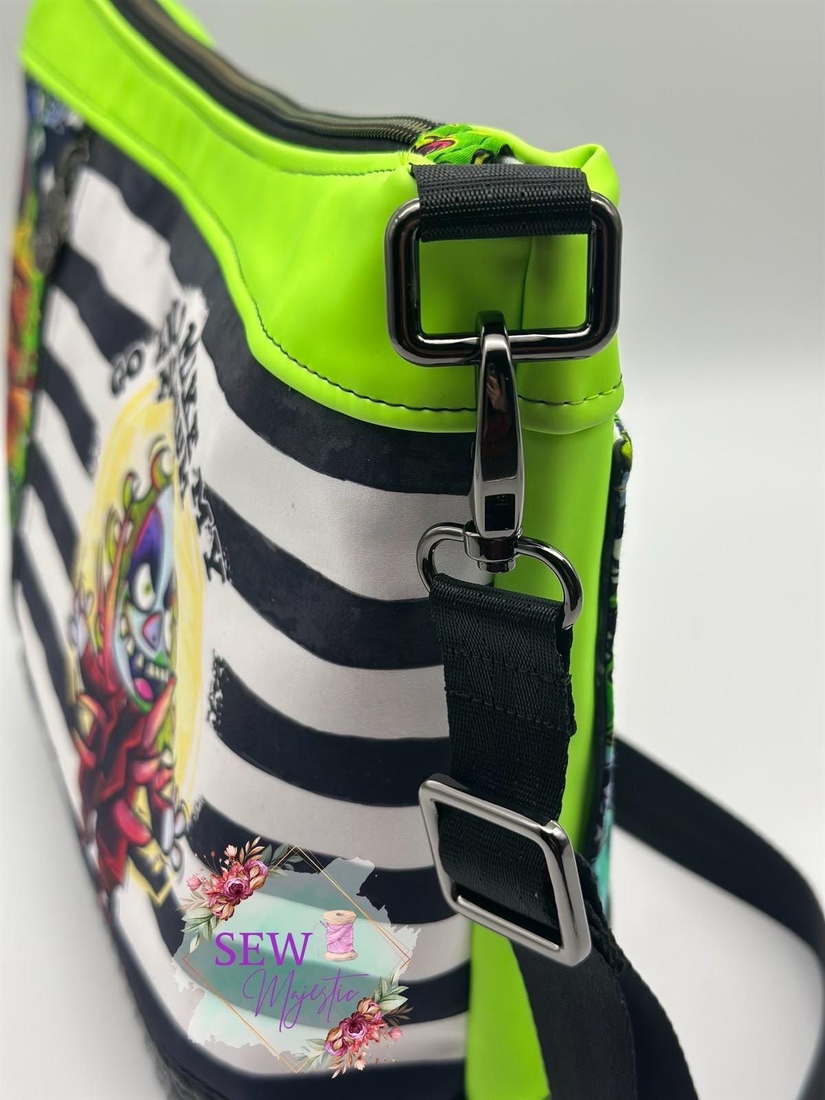 Horror Themed Crossbody Bag, Glow in the Dark, Spooky Custom Purse, Halloween Style, Ghost Purse, Handmade by Sew Majestic, Gothic Gift