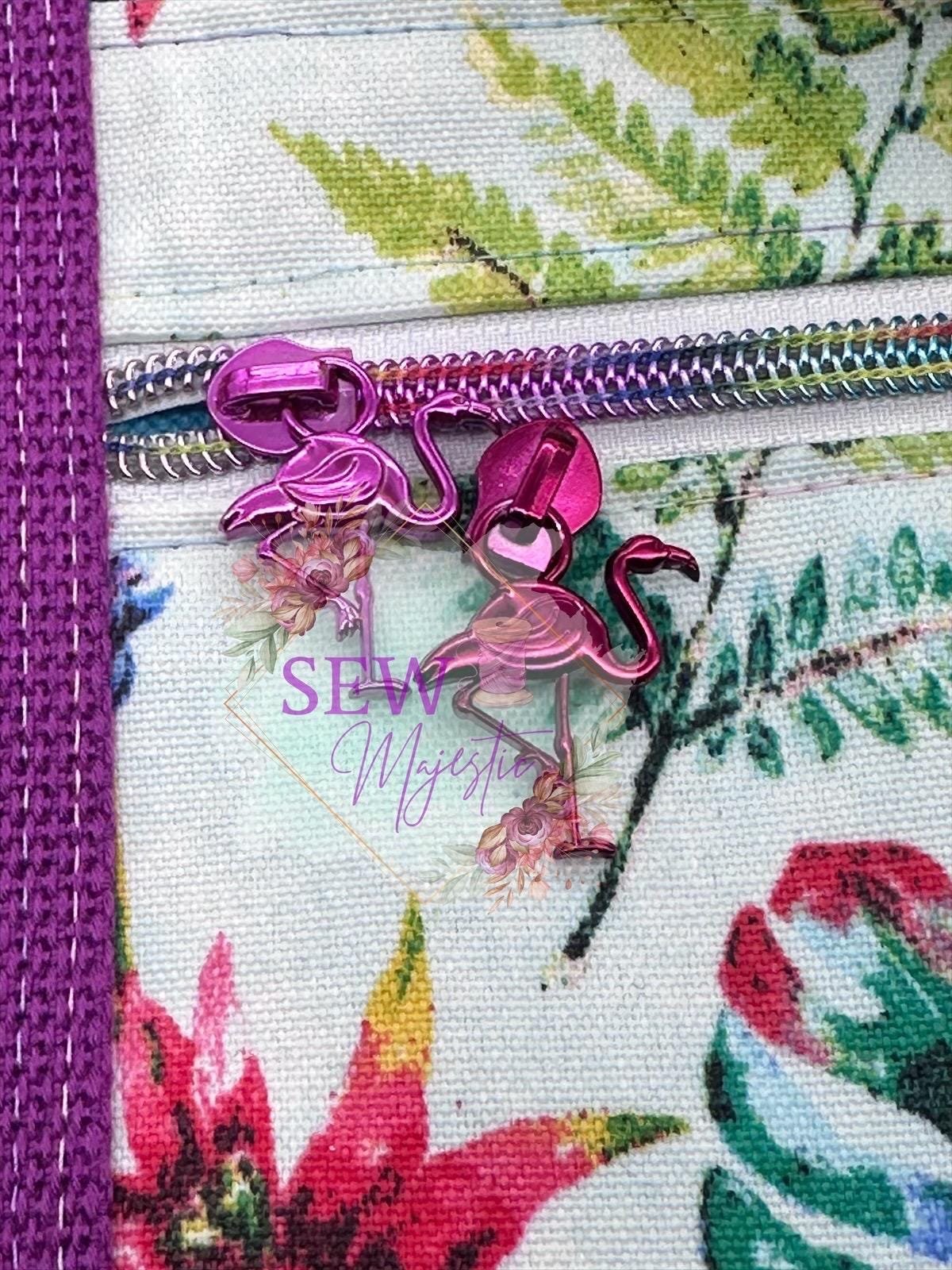 Flamingo Size #5 Nylon Zipper Pull Exclusive to Sew Majestic, Flamingo Zipper Pull, Size 5 Zipper Pull, Nylon Zipper, Custom Zipper Pulls