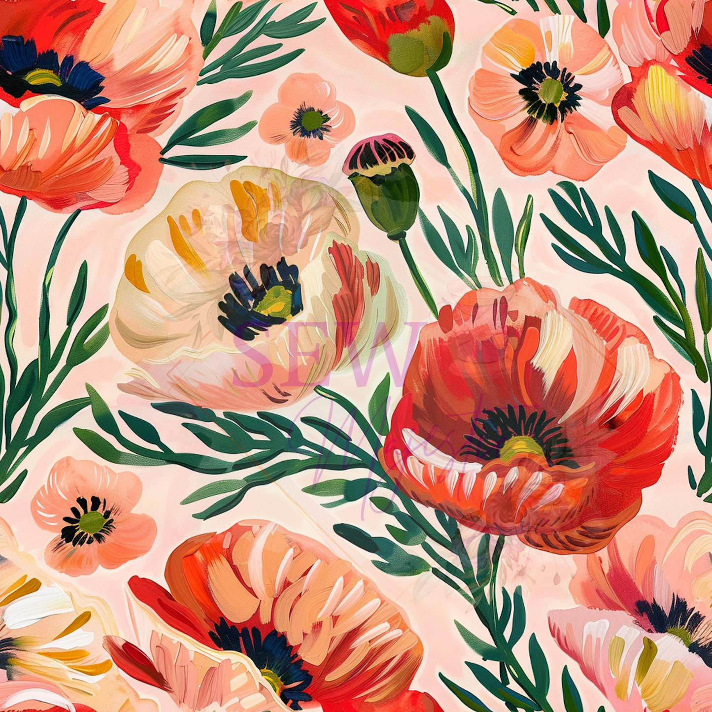 Water Color Poppies Majestic Nylon Base