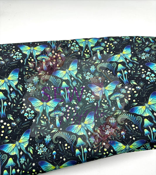 Lunar Moths, By the Yard, Floral Fabric, For Bagmaking, Summer Themed, Waterproof, Sewing, Sew Majestic