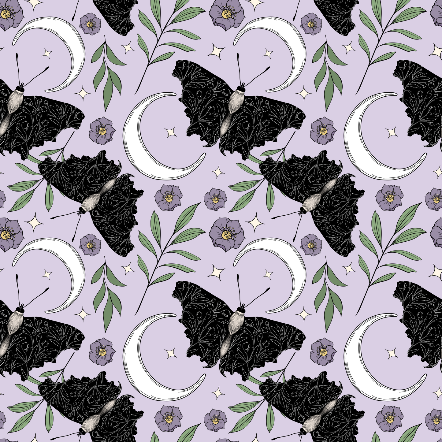 Spring Floral Moths Water Resistant Canvas