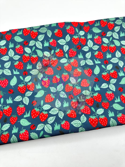 Strawberry Water Resistant Canvas, By the Yard, Flower Fabric, For Bagmaking, Vibrant WPC, Sewing, Sew Majestic