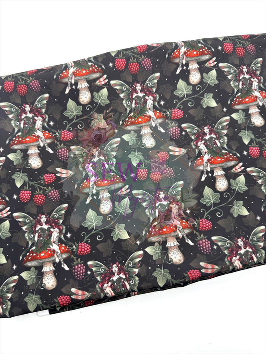 Wildberry Fae, By the Yard, Floral Fabric, For Bagmaking, Summer Themed, Waterproof, Sewing, Sew Majestic