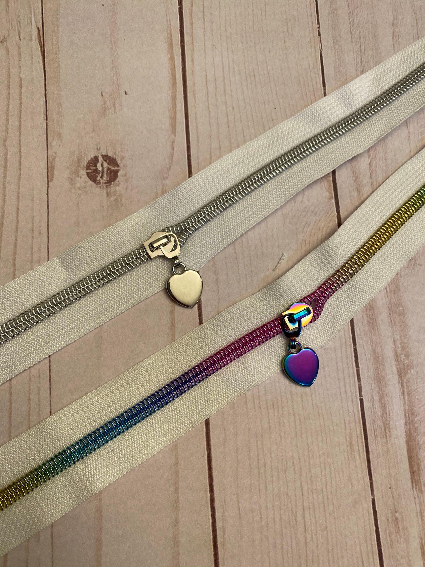 Heart Zipper Pull for Nylon Zipper Size #5, Zipper Pull, Heart Zipper, Nylon Zipper Pull, Rainbow Zipper Pull, Rose Gold, Bagmaking supply
