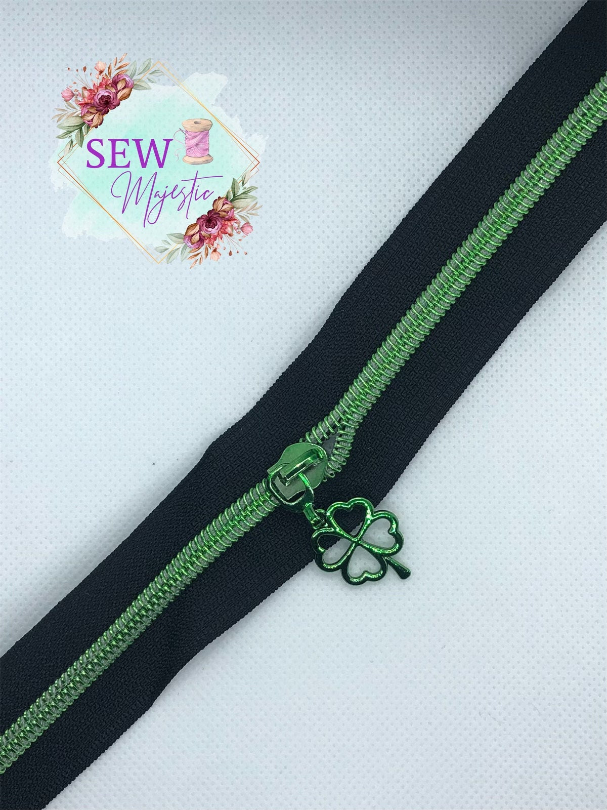 Black Nylon with Green Teeth Size #5 Zipper Tape, Green Zipper Tape, Black Zipper Tape, Green Teeth, Nylon Zipper, Size 5 Zipper