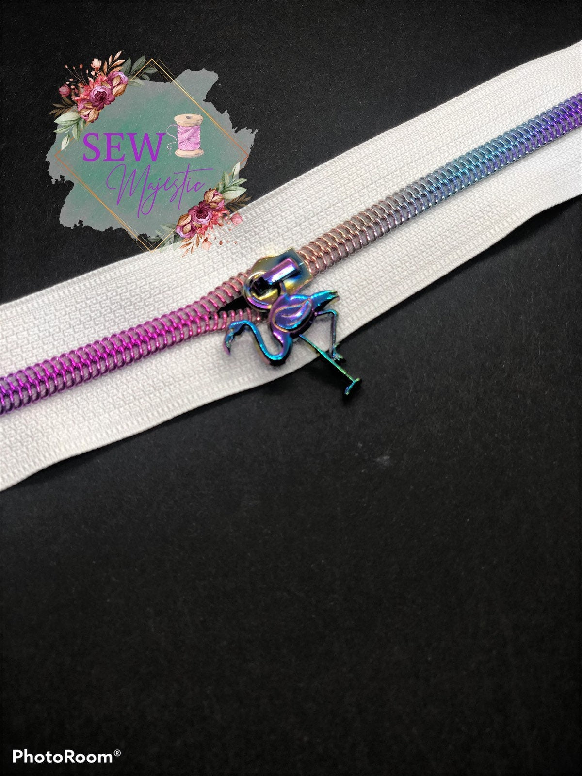 Flamingo Size #5 Nylon Zipper Pull Exclusive to Sew Majestic, Flamingo Zipper Pull, Size 5 Zipper Pull, Nylon Zipper, Custom Zipper Pulls