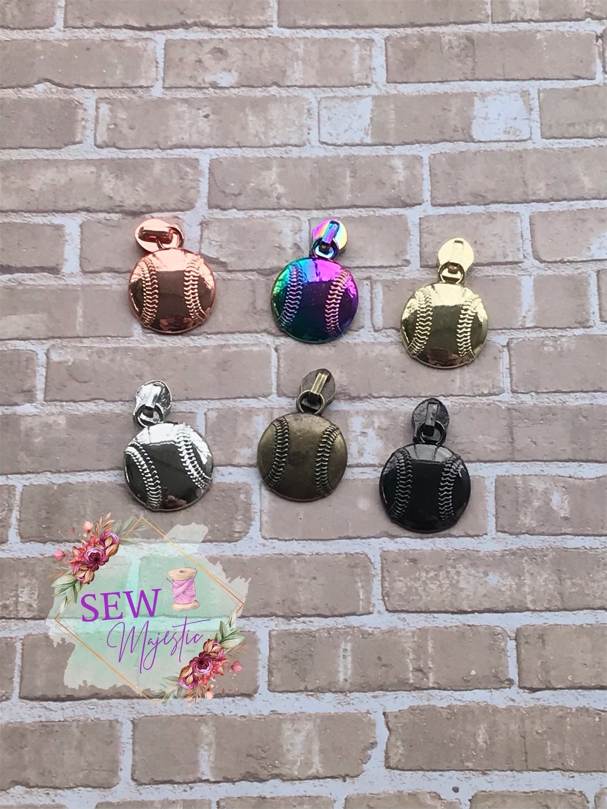 Single-Sided Baseball Zipper Pull, Size #5 Zipper Pull, for Nylon Zippers, Exclusive to Sew Majestic, Sport Zipper Pull, Sewing Notion