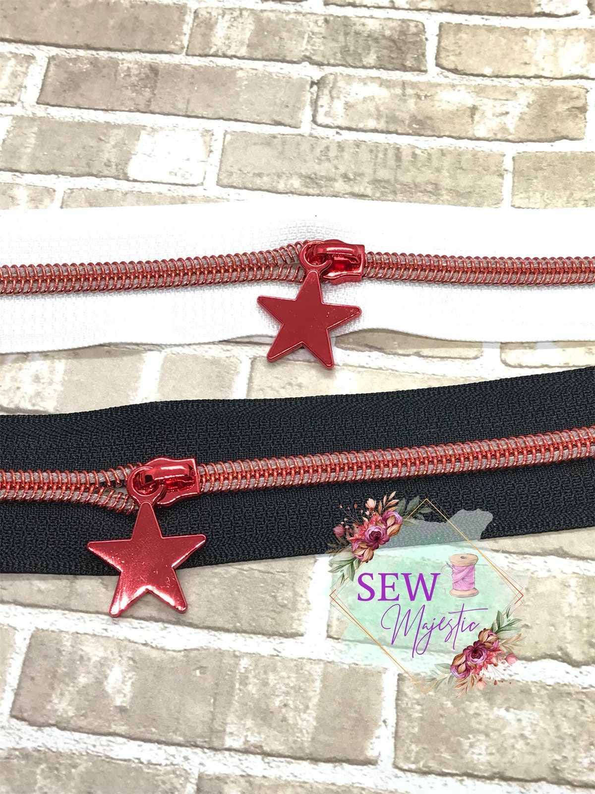 Red or Blue Size #5 Star Nylon Zipper Pull, Custom Zipper Pull, Star Zipper Pull, Red Zipper Pulls, Blue Zipper Pulls, Bagmaking Supply