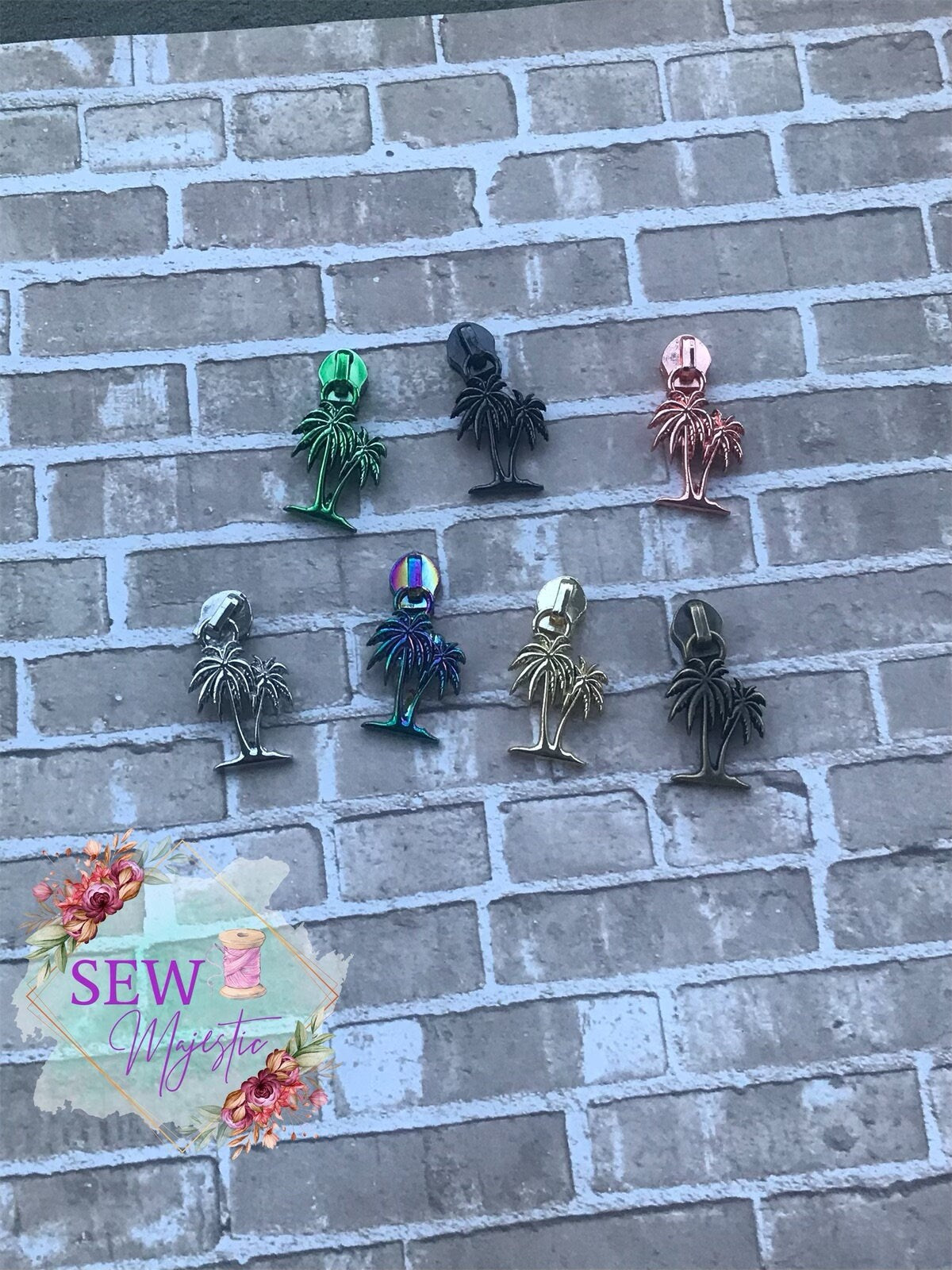 Exclusive Size #5 Palm Tree Zipper Pull for Nylon Zipper Tape, Palm Tree Zipper, Purse Hardware, Sew Majestic, Nylon Zipper Pull, Sewing