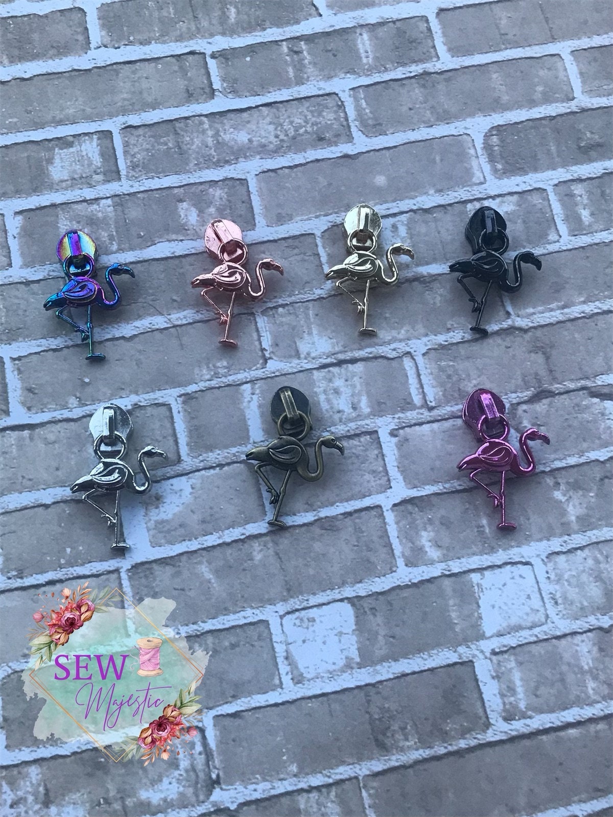 Flamingo Size #5 Nylon Zipper Pull Exclusive to Sew Majestic, Flamingo Zipper Pull, Size 5 Zipper Pull, Nylon Zipper, Custom Zipper Pulls