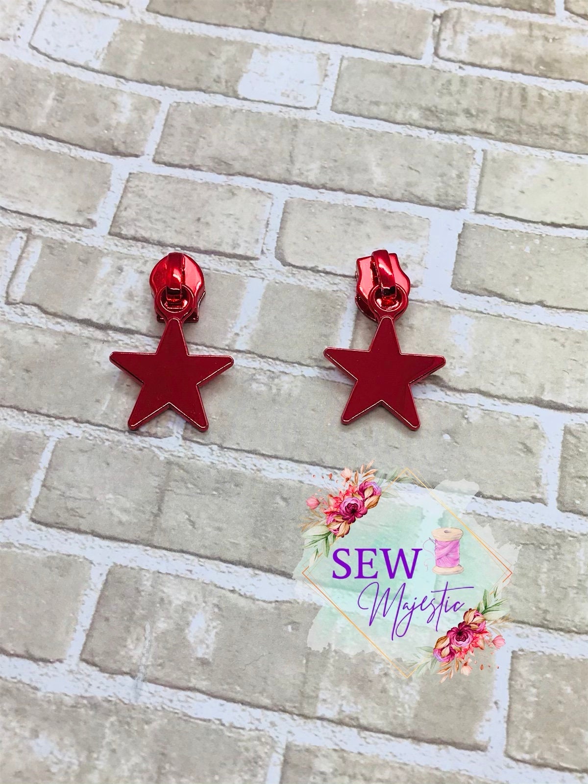 Red or Blue Size #5 Star Nylon Zipper Pull, Custom Zipper Pull, Star Zipper Pull, Red Zipper Pulls, Blue Zipper Pulls, Bagmaking Supply