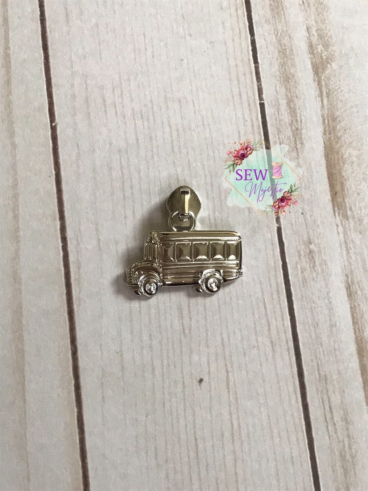 School Bus Zipper Pull, Size #5 Zipper Pull, Exclusive to Sew Majestic, Nylon Zipper Pull, School Zipper, Size 5 Zipper, Rainbow Zipper