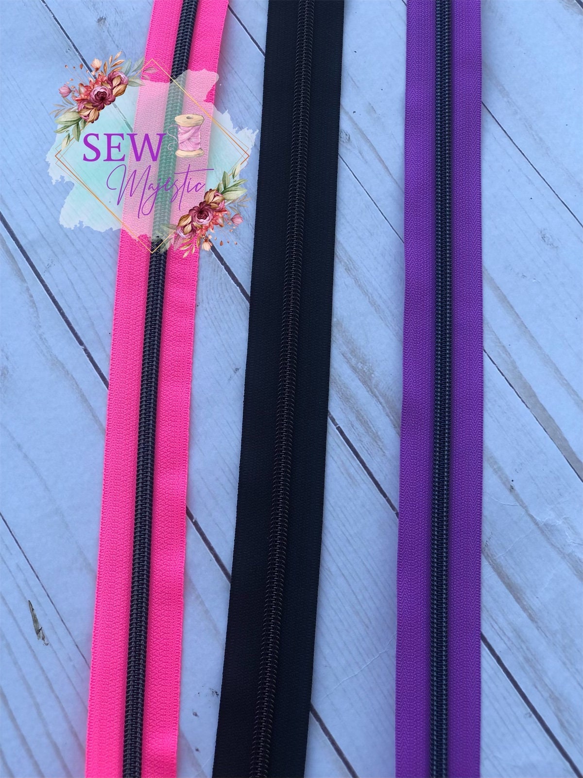 Majestic Tape, Size #5 Nylon Zipper Tape, Sew Majestic, For Bagmaking, Zippers, Nylon Zipper, Pink Zipper, Purple Zipper, Black Zipper