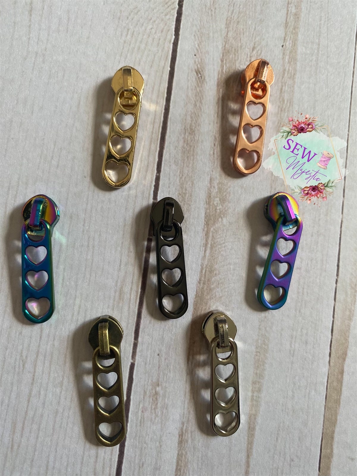 Triple Love Heart Size #5 Zipper Pulls for Nylon Zippers, Heart Zipper Pull, Nylon Zipper Pull, Size 5 Zipper, Sew Majestic, Zipper Charm