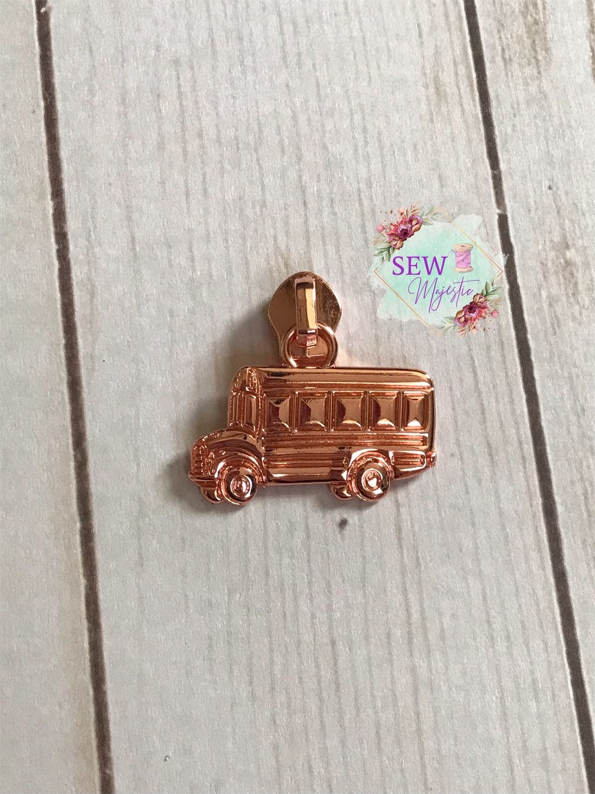 School Bus Zipper Pull, Size #5 Zipper Pull, Exclusive to Sew Majestic, Nylon Zipper Pull, School Zipper, Size 5 Zipper, Rainbow Zipper