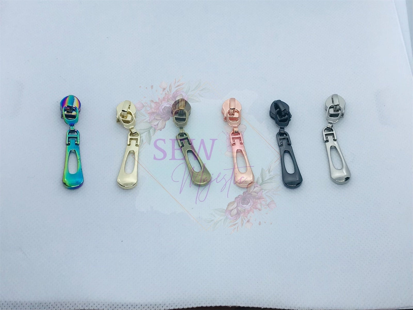 Standard Dangle Zipper Pull, Size #5 Zipper Pull, Sew Majestic, Nylon Zipper Tape, Zipper Pull, Rainbow Zipper Pull, Gunmetal Zipper