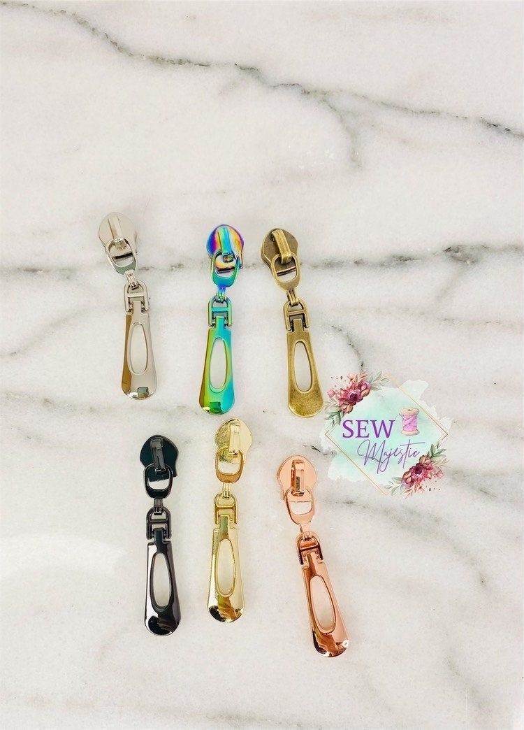 Standard Dangle Zipper Pull, Size #5 Zipper Pull, Sew Majestic, Nylon Zipper Tape, Zipper Pull, Rainbow Zipper Pull, Gunmetal Zipper