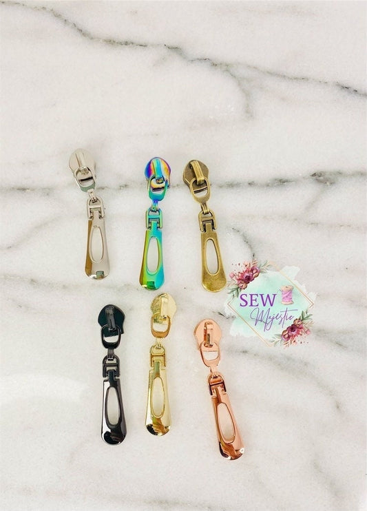 Standard Dangle Zipper Pull, Size #5 Zipper Pull, Sew Majestic, Nylon Zipper Tape, Zipper Pull, Rainbow Zipper Pull, Gunmetal Zipper