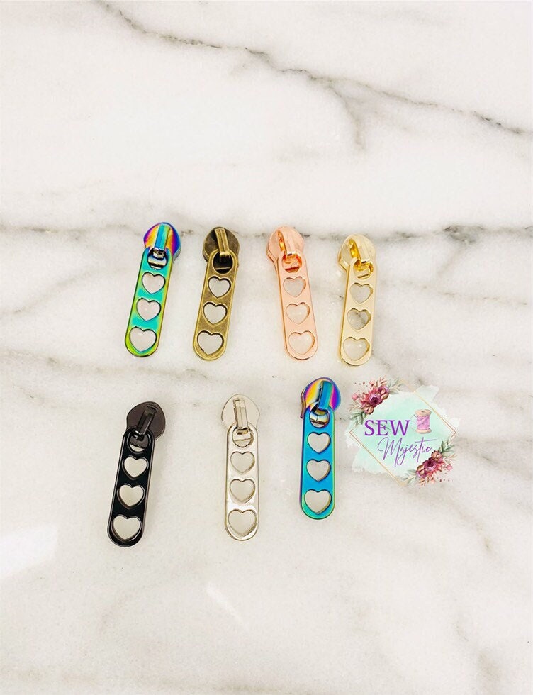 Triple Love Heart Size #5 Zipper Pulls for Nylon Zippers, Heart Zipper Pull, Nylon Zipper Pull, Size 5 Zipper, Sew Majestic, Zipper Charm