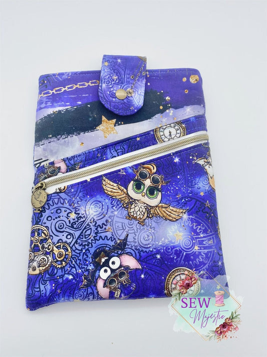 Book Sleeve with Zipper, Book Sleeve with pocket, Steampunk Book sleeve, Steampunk Animals Booksleeve, Birthday Gift, For Reader, Book Lover