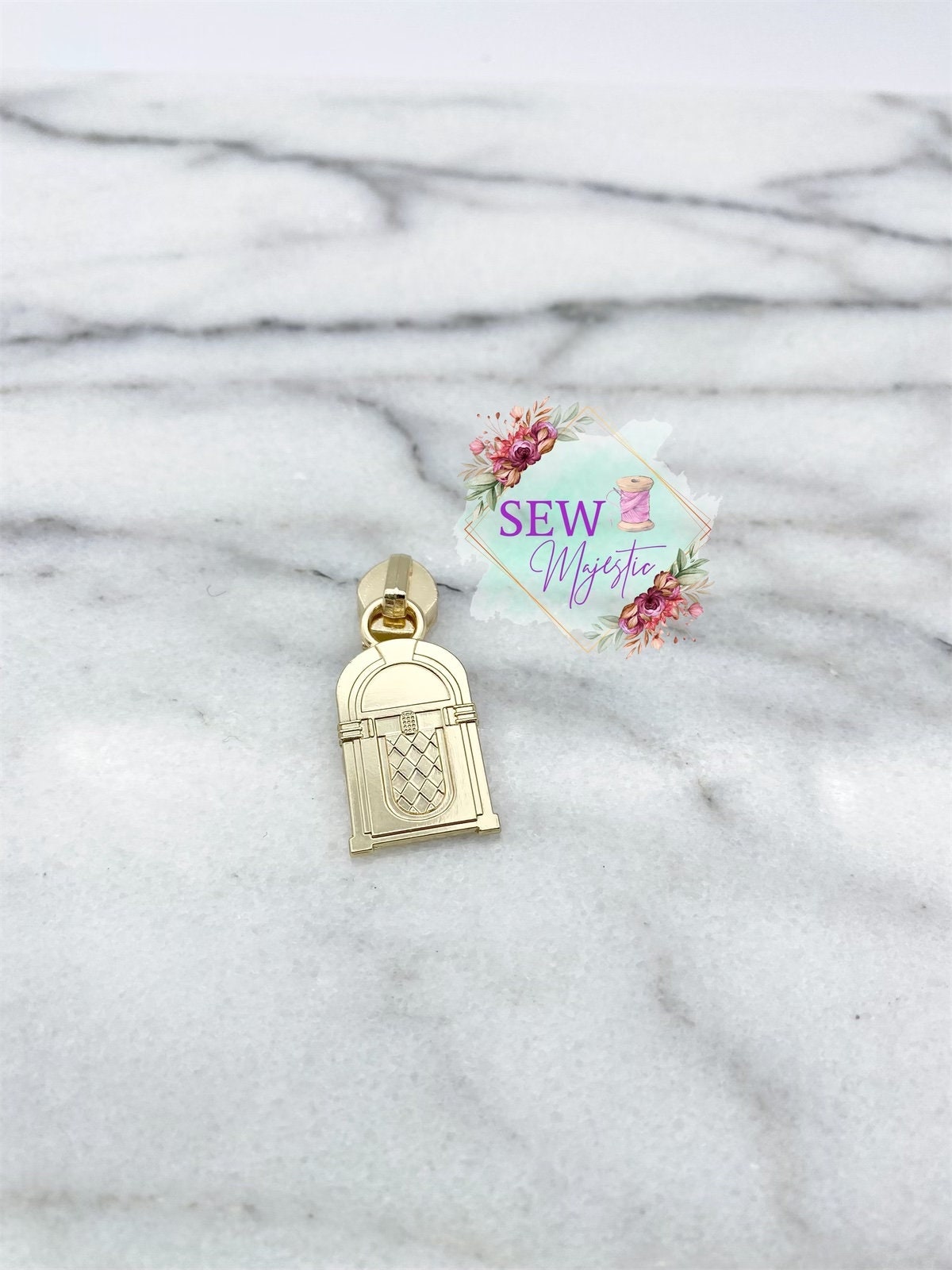 Jukebox Zipper Pull, Retro Zipper Pull, Size #5, Nylon Zipper Pull, For Nylon Zipper Tape, Exclusive to Sew Majestic, Bagmaking Supply