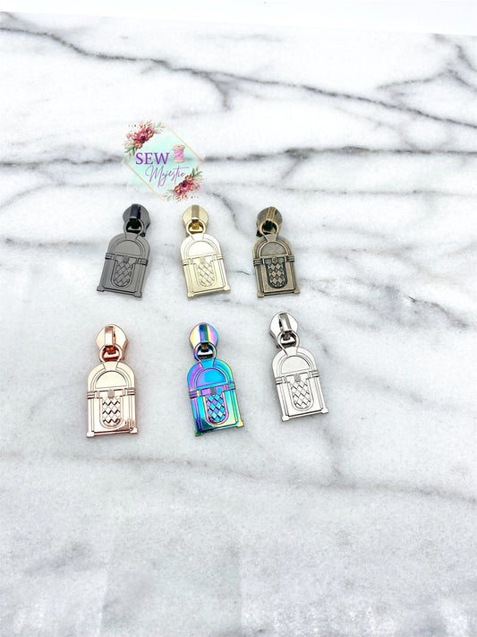Jukebox Zipper Pull, Retro Zipper Pull, Size #5, Nylon Zipper Pull, For Nylon Zipper Tape, Exclusive to Sew Majestic, Bagmaking Supply