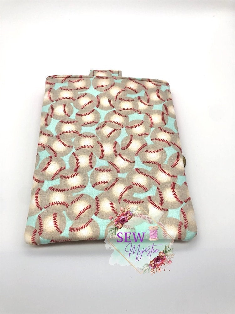 Baseball Book Sleeve, Book Sleeve with pocket, E-Reader Case, Gift for Teacher, Gift for Baseball Coach, Tablet Cover, Sew Majestic