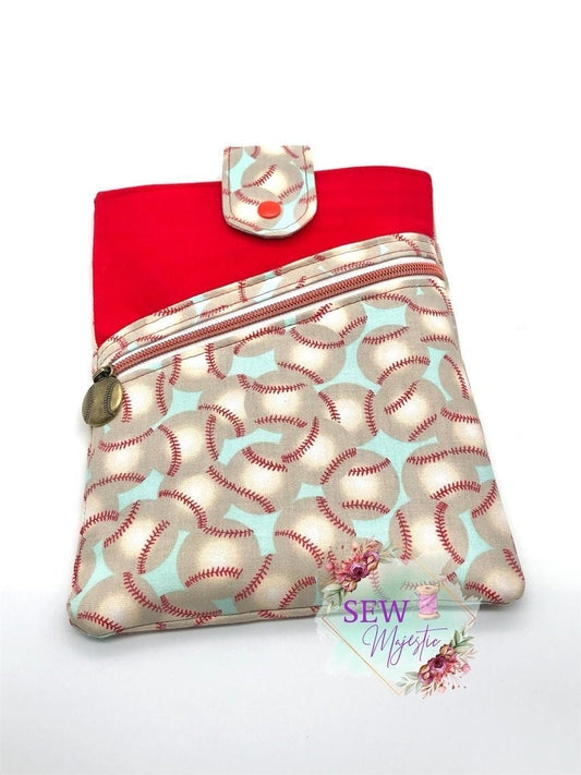 Baseball Book Sleeve, Book Sleeve with pocket, E-Reader Case, Gift for Teacher, Gift for Baseball Coach, Tablet Cover, Sew Majestic