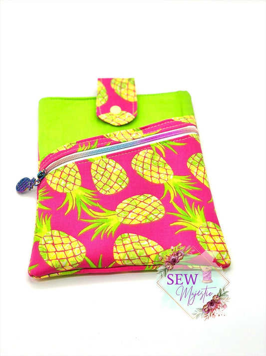 Pineapple Book Sleeve, with pocket, Summer Book sleeve, Teacher Gift, E-Reader Cover, Tablet Protector, Gift for Reader, Sew Majestic