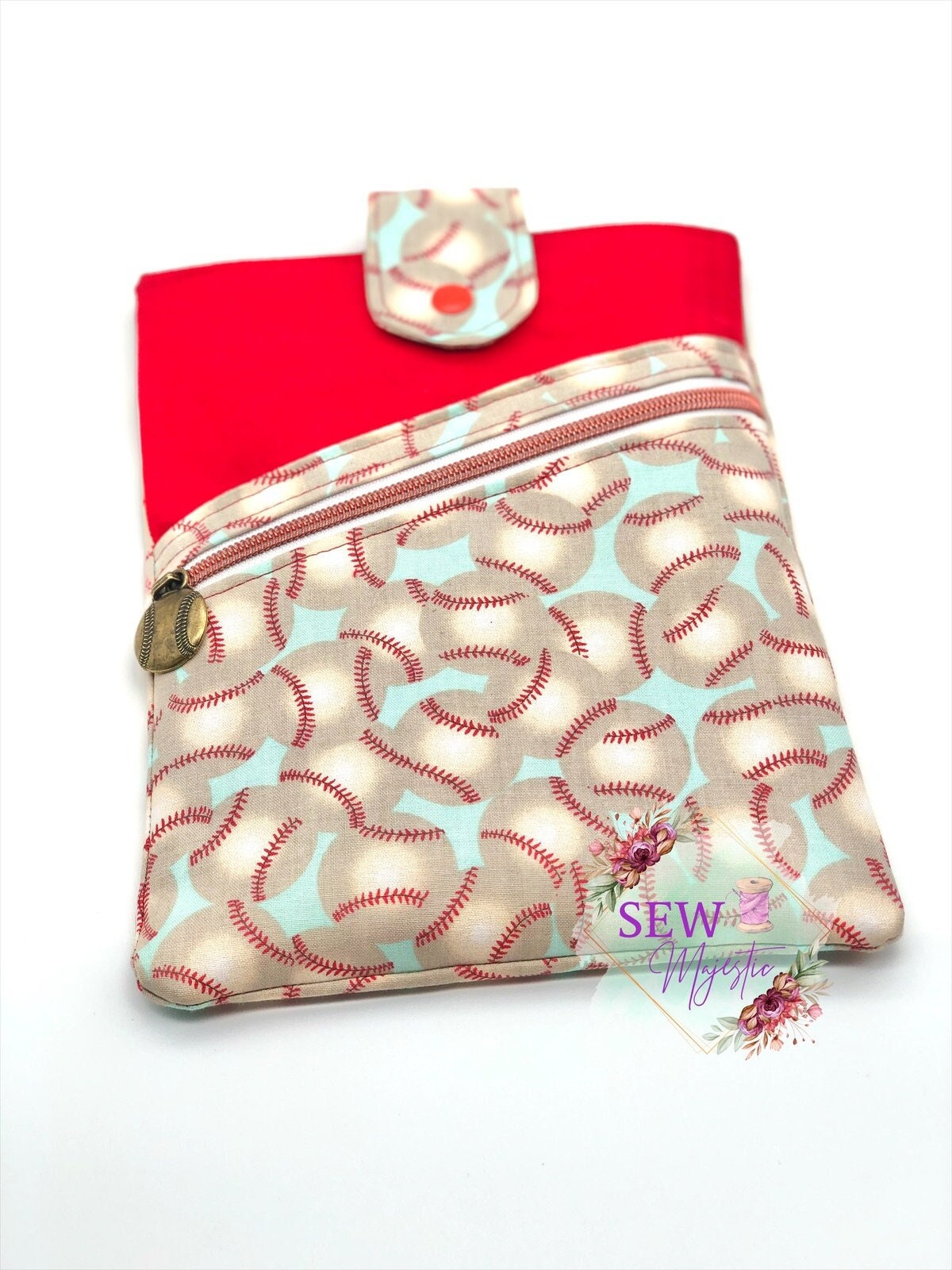 Baseball Book Sleeve, Book Sleeve with pocket, E-Reader Case, Gift for Teacher, Gift for Baseball Coach, Tablet Cover, Sew Majestic