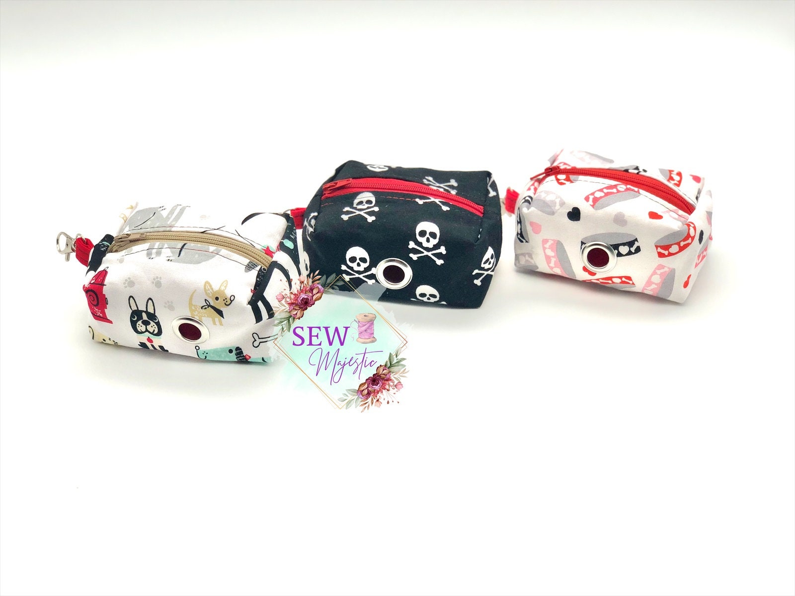 Dog Poop Bag Holder, Dog Walking Bag, Leash Accessories, Gift for Dog Lovers, Dog Mom, Dog Dad, Gift for Pet Lovers, Skull and Crossbones